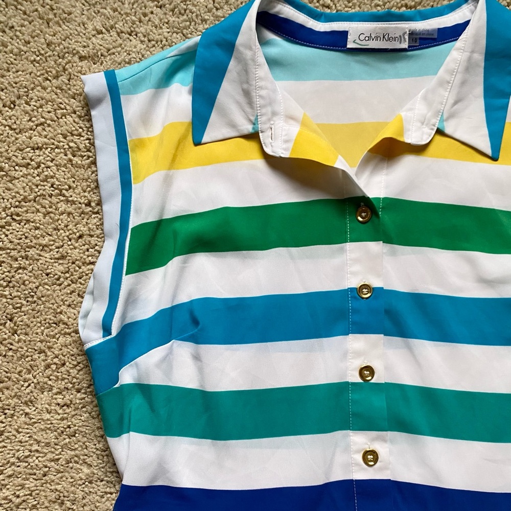 Calvin Klein button up collared sleeveless dress